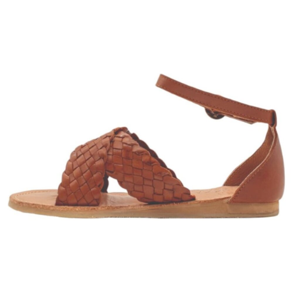 Women's Sayulita Flat Leather Sandal Huarache Size 6, COGNAC, Made in Mexico - Picture 3 of 9